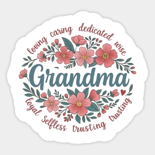 Floral Grandma Boho Style | Loving, Caring, Wise Gift for Mother’s Day Sticker